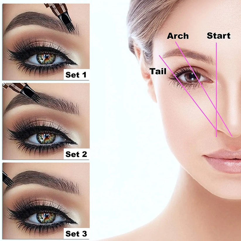 Waterproof 4 Points Long Lasting Eyebrow Pen